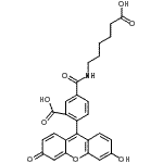 structure of CAS# 265981-56-4, 5-[(5-Carboxypentyl)Carbamoyl]-2-(6-Hydroxy-3-Oxo-3H-Xanthen-9-Yl)Benzoic Acid;5-[(5-car<wbr>boxypenty<wbr>l)carbamo<wbr>yl]-2-(6-<wbr>hydroxy-3<wbr>-oxo-3H-x<wbr>anthen-9-<wbr>yl)benzoi<wbr>c acid;FLUORESCEIN-5 -CARBOXAMIDOCAPROICACI&;FluorX 5-isomer