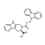 structure of CAS# 268731-07-3, (3R)-2-[(9H-Fluoren-9-Ylmethoxy)Carbonyl]-2,3,4,9-Tetrahydro-1H-beta-Carboline-3-Carboxylic Acid;(R)-1,2,3<wbr>,4-Tetrah<wbr>ydronorha<wbr>rman-3-ca<wbr>rboxylic <wbr>acid, N2-<wbr>FMOC prot<wbr>ected;(R)-2-Fmoc-1,2,3,4-tetrahydronorharmane-3-carboxylic acid;Fmoc-D-1,2,3,4-tetrahydro-norharman-3-carboxylic acid