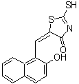 structure of CAS# 268736-98-7, (5E)-5-[(2-Hydroxy-1-Naphthyl)Methylene]-2-Sulfanyl-1,3-Thiazol-4(5H)-One;(5E)-5-[(<wbr>2-Hydroxy<wbr>-1-naphth<wbr>yl)methyl<wbr>ene]-2-me<wbr>rcapto-1,<wbr>3-thiazol<wbr>-4(5H)-one;5-(2-Hydr<wbr>oxy-napht<wbr>halen-1-y<wbr>lmethylen<wbr>e)-2-thio<wbr>xo-thiazo<wbr>lidin-4-o<wbr>ne;5-[(2-hyd<wbr>roxynapht<wbr>hyl)methy<wbr>lene]-2-t<wbr>hioxo-1,3<wbr>-thiazoli<wbr>din-4-one