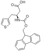 structure of CAS# 270263-01-9, Fmoc-(S)-3-Amino-4-(3-Thienyl)-Butyric Acid;(3S)-3-{[(9H-Fluoren-9-Ylmethoxy)Carbonyl]Amino}-4-(Thiophen-3-Yl)Butanoic Acid;N-(9-FLUORENYLMETHOXYCARBONYL)-(S)-3-AMINO-4-(3-THIENYL)BUTANOIC ACID;N-BETA-(9-FLUORENYLMETHOXYCARBONYL)-L-HOMO(3-THIENYL)ALANINE