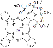 结构式 CAS# 27360-85-6, 29H,31H-酞菁-1,2,3,4-四磺酸酯,铜(2+)钠盐(1:1:4)