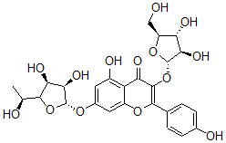 CAS#: 27509-67-7， Kempferol-3-O-Arabinofuranoside-7-O-Rhamnopyranoside