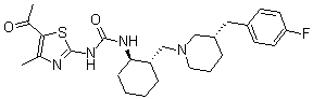 CAS#: 275812-32-3， N-(5-Acetyl-4-methyl-2-thiazolyl)-N'-[(1R,2S)-2-[[(3S)-3-[(4-fluorophenyl)methyl]-1-piperidinyl]methyl]cyclohexyl]-Urea