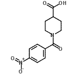 structure of CAS# 303994-58-3, 1-(4-Nitrobenzoyl)-4-Piperidinecarboxylic Acid;1-(4-Nitrobenzoyl)-4-piperidinecarboxylic acid;1-{4-nitrobenzoyl}-4-piperidinecarboxylic acid;MFCD01568757