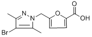 structure of CAS# 306935-28-4, 5-[(4-Bromo-3,5-Dimethyl-1H-Pyrazol-1-Yl)Methyl]-2-Furoic Acid;5-(4-BROMO-3,5-DIMETHYL-PYRAZOL-1-YLMETHYL)-FURAN-2-CARBOXYLIC ACID;5-[(4-BROMO-3,5-DIMETHYL-1H-PYRAZOL-1-YL)METHYL]-2-FUROIC ACID;5-[4-(BROMO-3,5-DIMETHYLPYRAZOL-1-YL)METHYL]-2-FUROIC ACID