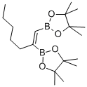 structure of CAS# 307531-74-4, cis-1-Heptene-1,2-diboronic acid bis(pinacol) ester;2,2Μ-[(1Z)-1-Pentyl-1,2-Ethenediyl]Bis[4,4,5,5-Tetramethyl-1,3,2-Dioxaborolane],  1-[Cis-1,2-Bis(4,4,5,5-Tetramethyl-1,3,2-Dioxaborolan-2-Yl)]  Heptene;2,2'-[(1Z)-1-Pentyl-1,2-Ethenediyl]Bis[4,4,5,5-Tetramethyl-1,3,2-Dioxaborolane];1-CIS-1,2-BIS(4,4,5,5-TETRAMETHYL-1,3,2-DIOXABOROLAN-2-YL)HEPTENE