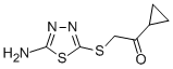 structure of CAS# 309283-44-1, 2-(5-Amino-[1,3,4]Thiadiazol-2-Ylsulfanyl)-1-Cyclopropyl-Ethanone;2-[(5-Amino-1,3,4-Thiadiazol-2-Yl)Thio]-1-Cyclopropylethanone(SALTDATA: FREE);2-(5-AMINO-[1,3,4]THIADIAZOL-2-YLSULFANYL)-1-CYCLOPROPYL-ETHANONE;2-[(5-AMINO-1,3,4-THIADIAZOL-2-YL)THIO]-1-CYCLOPROPYLETHANONE