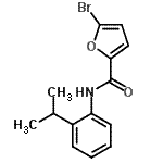 structure of CAS# 314055-67-9, 5-Bromo-N-(2-Isopropylphenyl)-2-Furamide;(5-bromo(2-furyl))-N-[2-(methylethyl)phenyl]carboxamide;5-Bromo-furan-2-carboxylic acid (2-isopropyl-phenyl)-amide;5-bromo-N-[2-(propan-2-yl)phenyl]furan-2-carboxamide