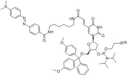 CAS#: 316121-62-7， 5'-O-[Bis(4-Methoxyphenyl)Phenylmethyl]-2'-Deoxy-5-[3-[[6-[[4-[[4-(Dimethylamino)Phenyl]Azo]Benzoyl]Amino]Hexyl]Amino]-3-Oxo-1-Propenyl]-Uridine 3'-[2-Cyanoethyl Bis(1-Methylethyl)Phosphoramidite]