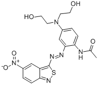 CAS#: 32569-24-7， N-[5-[Bis(2-Hydroxyethyl)Amino]-2-[(5-Nitro-2,1-Benzisothiazol-3-Yl)Azo]Phenyl]-Acetamide