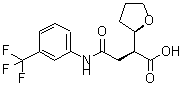 structure of CAS# 330951-09-2, (2S)-4-Oxo-2-[(2R)-Oxolan-2-Yl]-4-[[3-(Trifluoromethyl)Phenyl]Amino]Butanoic acid;(2S)-4-Oxo-2-[(2R)-Tetrahydrofuran-2-Yl]-4-[[3-(Trifluoromethyl)Phenyl]Amino]Butanoate;(2S)-4-Oxo-2-[(2R)-2-Tetrahydrofuranyl]-4-[[3-(Trifluoromethyl)Phenyl]Amino]Butanoate;(2S)-4-Keto-2-(Tetrahydrofuryl)-4-[[3-(Trifluoromethyl)Phenyl]Amino]Butyrate