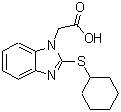 structure of CAS# 331964-12-6, [2-(Cyclohexylsulfanyl)-1H-Benzimidazol-1-Yl]Acetic Acid;(2-(cyclohexylthio)-1H-benzimidazol-1-yl)acetic acid;[2-(cyclohexylsulfanyl)-1H-benzimidazol-1-yl]acetic acid;[2-(cyclohexylthio)-1H-benzimidazol-1-yl]acetic acid