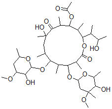 CAS#: 33955-27-0， [7-Hydroxy-2-(3-Hydroxybutan-2-Yl)-12-(5-Hydroxy-4-Methoxy-4,6-Dimethyloxan-2-Yl)Oxy-10-(3-Hydroxy-4-Methoxy-6-Methyloxan-2-Yl)Oxy-3,5,7,9,11,13-Hexamethyl-6,14-Dioxo-1-Oxacyclotetradec-4-Yl] Acetate