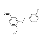 structure of CAS# 346459-53-8, 3-[(3-Fluorobenzyl)Oxy]-4-Methoxybenzaldehyde;3-[(3-Fluorobenzyl)oxy]-4-methoxybenzaldehyde;3-[(3-fluorophenyl)methoxy]-4-methoxybenzaldehyde;BENZALDEHYDE,3-[(3-FLUOROPHENYL)METHOXY]-4-METHOXY-