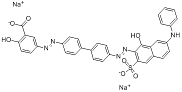 structure of CAS# 3476-90-2, Direct Fast Brown BX;2-Hydroxy-5-[[4'-[[1-Hydroxy-7-(Phenylamino)-3-Sulfo-2-Naphtyl]Azo]-1,1'-Biphenyl-4-Yl]Azo]Benzoic Acid Disodium Salt;Disodium 5-[[4'-[[1-Hydroxy-7-(Phenylamino)-3-Sulphonato-2-Naphthyl]Azo][1,1'-Biphenyl]-4-Yl]Azo]Salicylate;Calcomine Brown BX Direct Brown B
