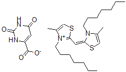 CAS#: 35020-81-6， 2-(2-(3-Heptyl-4-methyl-2-thiazolin-2-ylidene)methine)-3-heptyl-4-methylthiazolium orotate