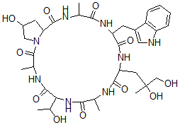 CAS#: 35173-40-1， 12-(2,3-Dihydroxy-2-Methylpropyl)-23-Hydroxy-6-(1-Hydroxyethyl)-15-(1H-Indol-3-Ylmethyl)-3,9,18-Trimethyl-1,4,7,10,13,16,19-Heptazabicyclo[19.3.0]Tetracosane-2,5,8,11,14,17,20-Heptone