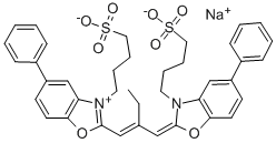 CAS 登录号:35501-76-9, 3,3'-二(4-磺基丁基)-5,5'-二苯基-9-乙基氧杂碳菁甜菜碱钠盐