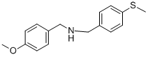 structure of CAS# 355381-56-5, (4-Methoxy-Benzyl)-(4-Methylsulfanyl-Benzyl)-Amine;(4-Methoxybenzyl)[4-(Methylthio)Benzyl]Amine(SALTDATA: Hcl);(4-METHOXY-BENZYL)-(4-METHYLSULFANYL-BENZYL)-AMINE;(4-METHOXYBENZYL)[4-(METHYLTHIO)BENZYL]AMINE
