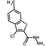 structure of CAS# 355815-78-0, 3-Chloro-6-Methyl-1-Benzothiophene-2-Carbohydrazide;3-Chloro-6-methyl-benzo[b]thiophene-2-carboxylic;3-Chloro-<wbr>6-methyl-<wbr>benzo[b]t<wbr>hiophene-<wbr>2-carboxy<wbr>licacid h<wbr>ydrazide;acid hydrazide