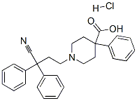 structure of CAS# 35607-36-4, 1-(3-Cyano-3,3-Diphenylpropyl)-4-Phenylpiperidine-4-Carboxylic Acid Monohydrochloride;1-(3-Cyano-3,3-Diphenyl-Propyl)-4-Phenyl-Piperidin-1-Ium-4-Carboxylic Acid Chloride;1-(3-Cyano-3,3-Diphenylpropyl)-4-Phenyl-4-Piperidin-1-Iumcarboxylic Acid Chloride;1-(3-Cyano-3,3-Diphenylpropyl)-4-Phenylpiperidine-4-Carboxylic Acid Monohydrochloride