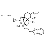 structure of CAS# 357400-13-6, (1S,2S)-2-(2-{[3-(1H-Benzimidazol-2-Yl)Propyl](Methyl)Amino}Ethyl)-6-Fluoro-1-Isopropyl-1,2,3,4-Tetrahydro-2-Naphthalenyl Cyclopropanecarboxylate Dihydrochloride;(1S,2S)-2<wbr>-[2-[[3-(<wbr>1H-Benzim<wbr>idazol-2-<wbr>yl)propyl<wbr>]methylam<wbr>ino]ethyl<wbr>]-6-fluor<wbr>o-1,2,3,4<wbr>-tetrahyd<wbr>ro-1-(1-m<wbr>ethylethy<wbr>l)-2-naph<wbr>thalenyl <wbr>cycloprop<wbr>anecarbox<wbr>ylate dih<wbr>ydrochlor<wbr>ide;[357400-13-6];NNC 55-0396