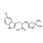 structure of CAS# 361576-61-6, 5-Chloro-N-{[(2-Methyl-2-Propanyl)Oxy]Carbonyl}Tryptophan;2-[(tert-<wbr>butoxycar<wbr>bonyl)ami<wbr>no]-3-(5-<wbr>chloro-1H<wbr>-indol-3-<wbr>yl)propan<wbr>oic acid;Boc-5-chloro-DL-tryptophan;MFCD09264328