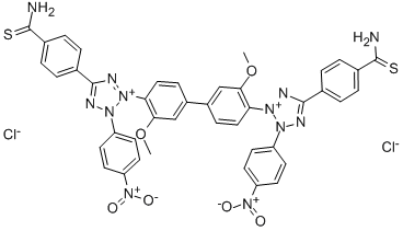 CAS#: 36889-43-7， 3,3'-(3,3'-Dimethoxy(1,1'-biphenyl)-4,4'-diyl)bis(5-(4-(aminothioxomethyl)phenyl)-2-(4-nitrophenyl)-2H-tetrazolium) dichloride