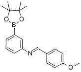structure of CAS# 380151-91-7, (4-Methoxy-Benzylidene)-[3-(4,4,5,5-Tetramethyl-[1,3,2]Dioxaborolan-2-Yl)-Phenyl]-Amine;(4-METHOXY-BENZYLIDENE)-[3-(4,4,5,5-TETRAMETHYL-[1,3,2]DIOXABOROLAN-2-YL)-PHENYL]-AMINE;3-(4-METHOXYBENZYLIDINEAMINO)BENZENEBORONIC ACID PINACOL ESTER