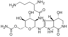 CAS#: 3808-42-2， [(2R,3R,4S,5R,6R)-6-[[(3aS,7R,7aS)-7-Hydroxy-4-Oxo-1,3a,5,6,7,7a-Hexahydroimidazo[4,5-c]Pyridin-2-Yl]Amino]-5-[[(3S)-3,6-Diaminohexanoyl]Amino]-4-Hydroxy-2-(Hydroxymethyl)Oxan-3-Yl] Carbamate