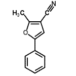 structure of CAS# 382167-57-9, 2-Methyl-5-Phenyl-3-Furonitrile;2-methyl-5-phenyl-3-furonitrile;MFCD00462874