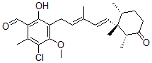 CAS#: 38561-40-9， 5-Chloro-2-Hydroxy-4-Methoxy-6-Methyl-3-[(2E,4E)-3-Methyl-5-[(1R,2R,6R)-1,2,6-Trimethyl-3-Oxocyclohexyl]Penta-2,4-Dienyl]Benzaldehyde