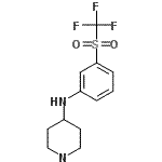 structure of CAS# 387350-88-1, N-{3-[(Trifluoromethyl)Sulfonyl]Phenyl}-4-Piperidinamine;4-3-(Trifluoromethylsulphonyl)anilinopiperidine;4-PIPERIDINAMINE,N-[3-[(TRIFLUOROMETHYL)SULFONYL]PHENYL]-;N-(4-Piperidyl)-3-(trifluoromethylsulfonyl)-aniline