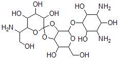 CAS#: 39471-55-1， 6'-(1-Amino-2-Hydroxyethyl)-4-(3,5-Diamino-2,4,6-Trihydroxycyclohexyl)Oxy-6-(Hydroxymethyl)Spiro[4,6,7,7a-Tetrahydro-3aH-[1,3]Dioxolo[4,5-d]Pyran-2,2'-Oxane]-3',4',5',7-Tetrol