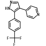 structure of CAS# 396129-66-1, 4-{5-[4-(Trifluoromethyl)Phenyl]-1H-Pyrazol-4-Yl}Pyridine;4-(3-(4-(trifluoromethyl)phenyl)-1H-pyrazol-4-yl)pyridine;4-(3-[4-(TRIFLUOROMETHYL)PHENYL]-1H-PYRAZOL-4-YL)PYRIDINE;4-(Pyridi<wbr>n-4-yl)-3<wbr>-[4-(trif<wbr>luorometh<wbr>yl)phenyl<wbr>]-1H-pyra<wbr>zole, 4-[<wbr>4-(Pyridi<wbr>n-4-yl)-1<wbr>H-pyrazol<wbr>-3-yl]ben<wbr>zotrifluo<wbr>ride