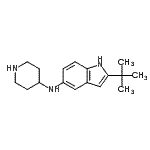 structure of CAS# 397842-07-8, 2-(2-Methyl-2-Propanyl)-N-(4-Piperidinyl)-1H-Indol-5-Amine;2-(tert-Butyl)-5-[(piperidin-4-yl)amino]-1H-indole;2-(tert-B<wbr>utyl)-5-[<wbr>(piperidi<wbr>n-4-yl)am<wbr>ino]-1H-i<wbr>ndole, 4-<wbr>{[2-(tert<wbr>-Butyl)-1<wbr>H-indol-5<wbr>-yl]amino<wbr>}piperidi<wbr>ne;2-(tert-butyl)-N-(piperidin-4-yl)-1H-indol-5-amine
