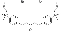 structure of CAS# 402-40-4, 1,5-Bis(4-Allyldimethyl-Ammoniumphenyl)Pentan-3-One Dibromide;Allyl-[4-[5-[4-(Allyl-Dimethyl-Ammonio)Phenyl]-3-Oxo-Pentyl]Phenyl]-Dimethyl-Ammonium Dibromide;Allyl-[4-[5-[4-(Allyl-Dimethylammonio)Phenyl]-3-Oxopentyl]Phenyl]-Dimethylammonium Dibromide;Allyl-[4-[5-[4-(Allyl-Dimethyl-Ammonio)Phenyl]-3-Keto-Pentyl]Phenyl]-Dimethyl-Ammonium Dibromide