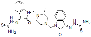 CAS#: 40262-45-1， 2,2'-[(2-Methyl-1,4-piperazinediyl)bis[methylene-2-oxo-1H-indol-1-yl-3(2H)-ylidene)]]bishydrazinecarbothioamide