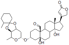 CAS#: 40279-44-5， 3b-[[3-O,4-O-(2-Methylcyclohexylidene)-2,6-Dideoxy-beta-D-Ribo-Hexopyranosyl]Oxy]-5,14-Dihydroxy-19-Oxo-5b-Card-20(22)-Enolide