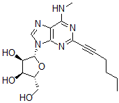 structure of CAS# 403842-38-6, 2-(1-Hexyn-1-Yl)-N-Methyl-Adenosine;2-(1-Hexynyl)-N6-Methyladenosine;2-(1-HEXYNYL)-N-METHYLADENOSINE;HEMADO