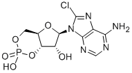 structure of CAS# 41941-56-4, 8-Chloroadenosine-3',5'-O-Monophosphate;8-(6-Amino-8-Chloro-Purin-9-Yl)-3-Hydroxy-3-Oxo-2,4,7-Trioxa-3$L^{5}-Phosphabicyclo[4.3.0]Nonan-9-Ol;8-(6-Amino-8-Chloro-9-Purinyl)-3-Hydroxy-3-Oxo-2,4,7-Trioxa-3$L^{5}-Phosphabicyclo[4.3.0]Nonan-9-Ol;8-(6-Amino-8-Chloro-Purin-9-Yl)-3-Hydroxy-3-Keto-2,4,7-Trioxa-3$L^{5}-Phosphabicyclo[4.3.0]Nonan-9-Ol