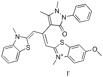 CAS#: 42034-61-7， 2-[2-(2,3-Dihydro-1,5-Dimethyl-3-Oxo-2-Phenyl-1H-Pyrazol-4-Yl)-3-(3-Methyl-3H-Benzothiazol-2-Ylidene)Prop-1-Enyl]-6-Methoxy-3-Methylbenzothiazolium Iodide