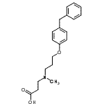 structure of CAS# 423169-68-0, N-[3-(4-Benzylphenoxy)Propyl]-N-Methyl-beta-Alanine;¦Â-Alanine,N-methyl-N-[3-[4-(phenylmethyl)phenoxy]propyl]-;3-((3-(4-benzylphenoxy)propyl)(methyl)amino)propanoic acid;3-{[3-(4-<wbr>Benzyl-ph<wbr>enoxy)-pr<wbr>opyl]-met<wbr>hyl-amino<wbr>}-propion<wbr>ic acid