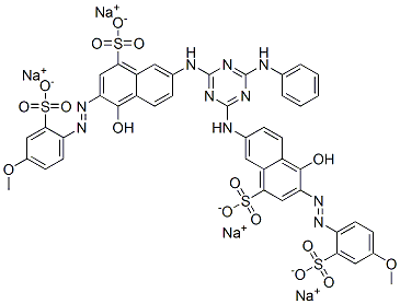 CAS 登录号：42972-25-8， 7,7'-[[6-(苯基氨基)-1,3,5-三嗪-2,4-二基]二亚胺]二[4-羟基-3-[(4-甲氧基-2-磺酸基苯基)偶氮]萘-1-磺酸]四钠