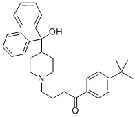 structure of CAS# 43076-30-8, 4'-Tert-Butyl-4-[4-(Hydroxybenzhydryl)Piperidino]Butyrophenone;1-(4-Tert-Butylphenyl)-4-[4-[Hydroxy-Di(Phenyl)Methyl]-1-Piperidyl]Butan-1-One;1-(4-Tert-Butylphenyl)-4-[4-[Hydroxy-Di(Phenyl)Methyl]-1-Piperidinyl]Butan-1-One;4'-Tert-Butyl-4-(4-(Hydroxybenzhydryl)Piperidino)Butyrophenone