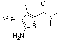 structure of CAS# 438457-01-3, 5-Amino-4-Cyano-N,N,3-Trimethyl-2-Thiophenecarboxamide;(5-amino-<wbr>4-cyano-3<wbr>-methyl(2<wbr>-thienyl)<wbr>)-N,N-dim<wbr>ethylcarb<wbr>oxamide;5-amino-4-cyano-N,N,3-trimethyl-2-thiophenecarboxamide;5-Amino-4-cyano-N,N,3-trimethylthiophene-2-carboxamide