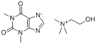 structure of CAS# 4499-40-5, Choline Theophyllinate;1,3-Dimethyl-7H-Purine-2,6-Dione;2-Hydroxyethyl-Trimethyl-Ammonium;1,3-Dimethyl-7H-Purine-2,6-Dione;2-Hydroxyethyl-Trimethylammonium;2-Hydroxyethyl-Trimethyl-Ammonium;Theophylline