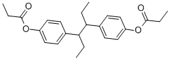 structure of CAS# 4825-53-0, Hexestrol Dipropionate;[4-[1-Ethyl-2-(4-Propanoyloxyphenyl)Butyl]Phenyl] Propanoate;Propanoic Acid [4-[1-Ethyl-2-[4-(1-Oxopropoxy)Phenyl]Butyl]Phenyl] Ester;Propionic Acid [4-[1-Ethyl-2-(4-Propionyloxyphenyl)Butyl]Phenyl] Ester