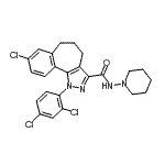 结构式 CAS# 494844-07-4, 8-氯-1-(2,4-二氯苯基)-N-(1-哌啶基)-1,4,5,6-四氢苯并[6,7]环庚并[1,2-c]吡唑-3-甲酰胺