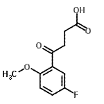 structure of CAS# 49800-56-8, 4-(5-Fluoro-2-Methoxyphenyl)-4-Oxobutanoic Acid;4-(5-fluoro-2-methoxyphenyl)-4-oxobutanoic acid;4-(5-Fluoro-2-methoxyphenyl)-4-oxobutyric acid;4-(5-Fluoro-2-methoxy-phenyl)-4-oxo-butyric acid